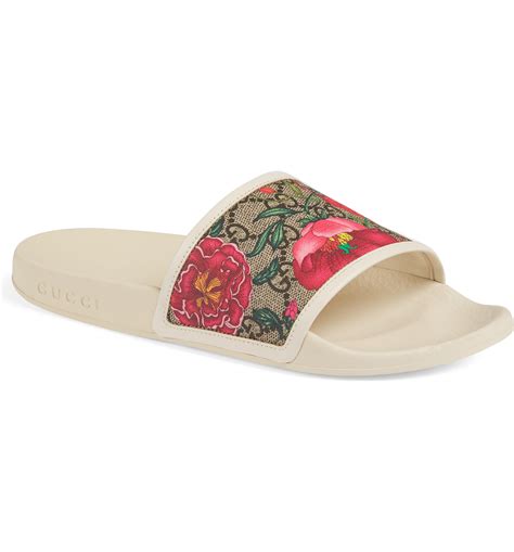 blue blossom gucci slides|Gucci floral slides nordstrom.